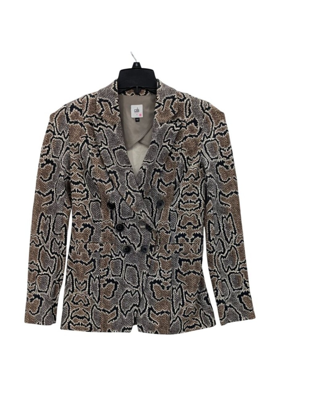 CAbi Double Breasted Blazer Snake Print Tailored Career Business Casual Glam 2